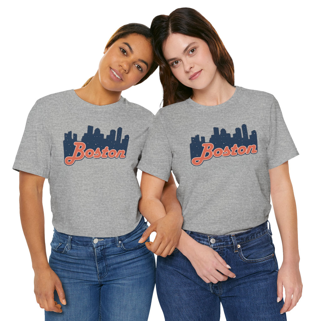 Boston Skyline Tee — Vintage Script City Skyline T-Shirt