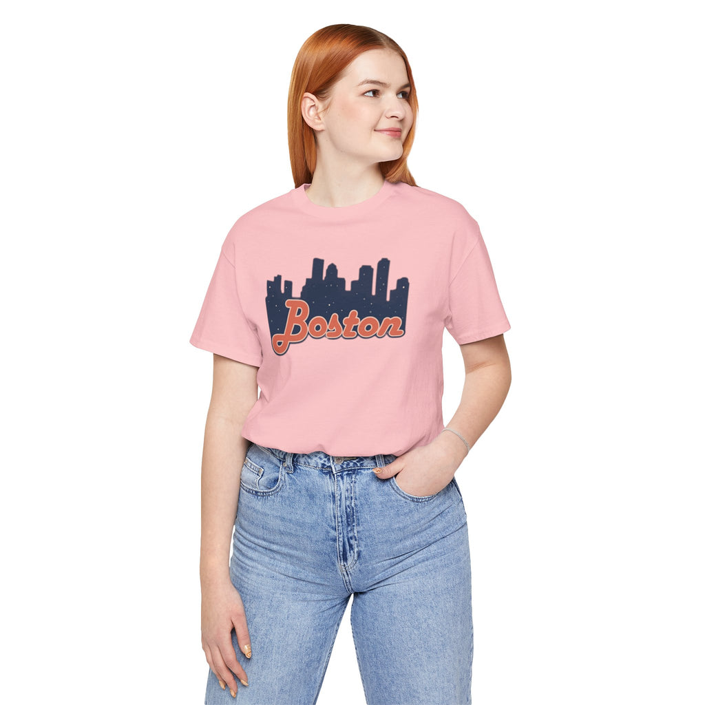 Boston Skyline Tee — Vintage Script City Skyline T-Shirt