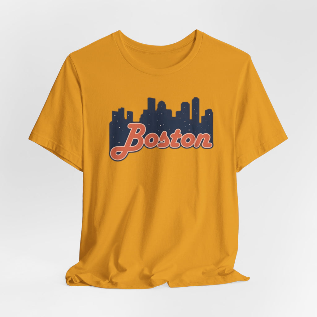 Boston Skyline Tee — Vintage Script City Skyline T-Shirt