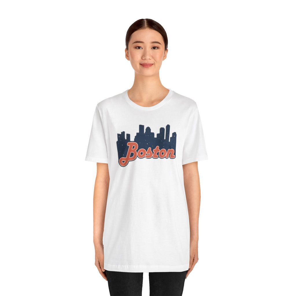 Boston Skyline Tee — Vintage Script City Skyline T-Shirt