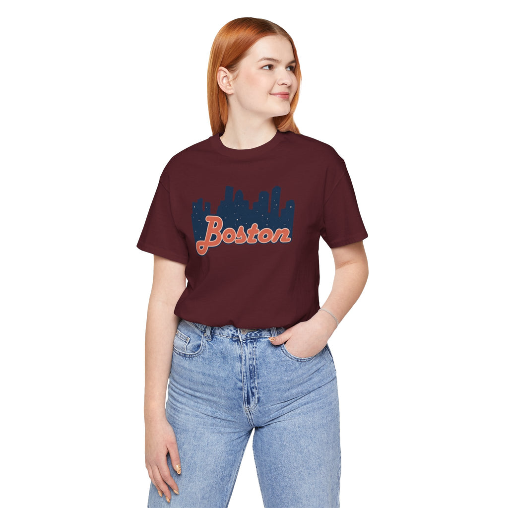 Boston Skyline Tee — Vintage Script City Skyline T-Shirt