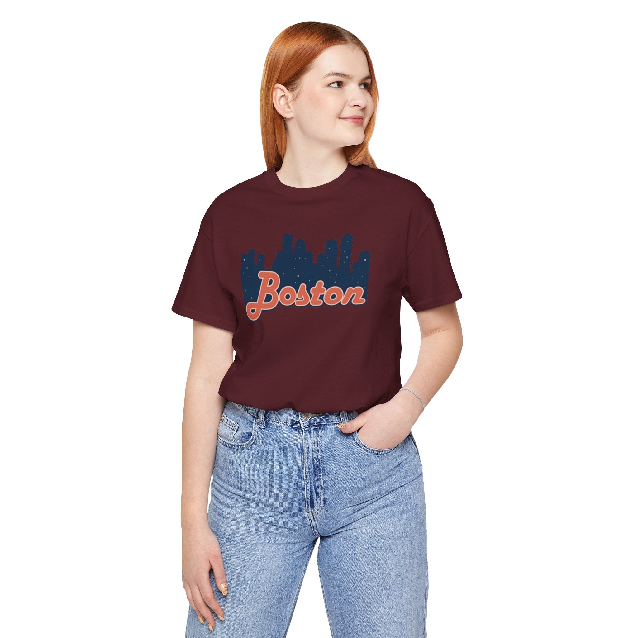 Boston Skyline Tee — Vintage Script City Skyline T-Shirt