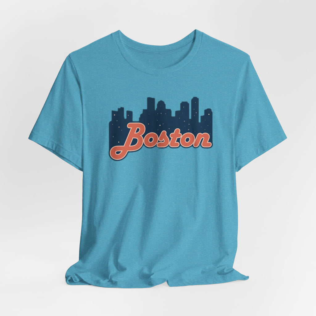 Boston Skyline Tee — Vintage Script City Skyline T-Shirt