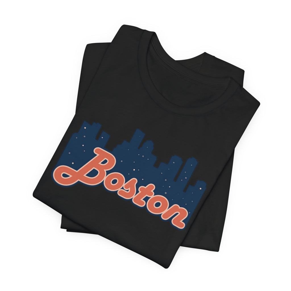 Boston Skyline Tee — Vintage Script City Skyline T-Shirt