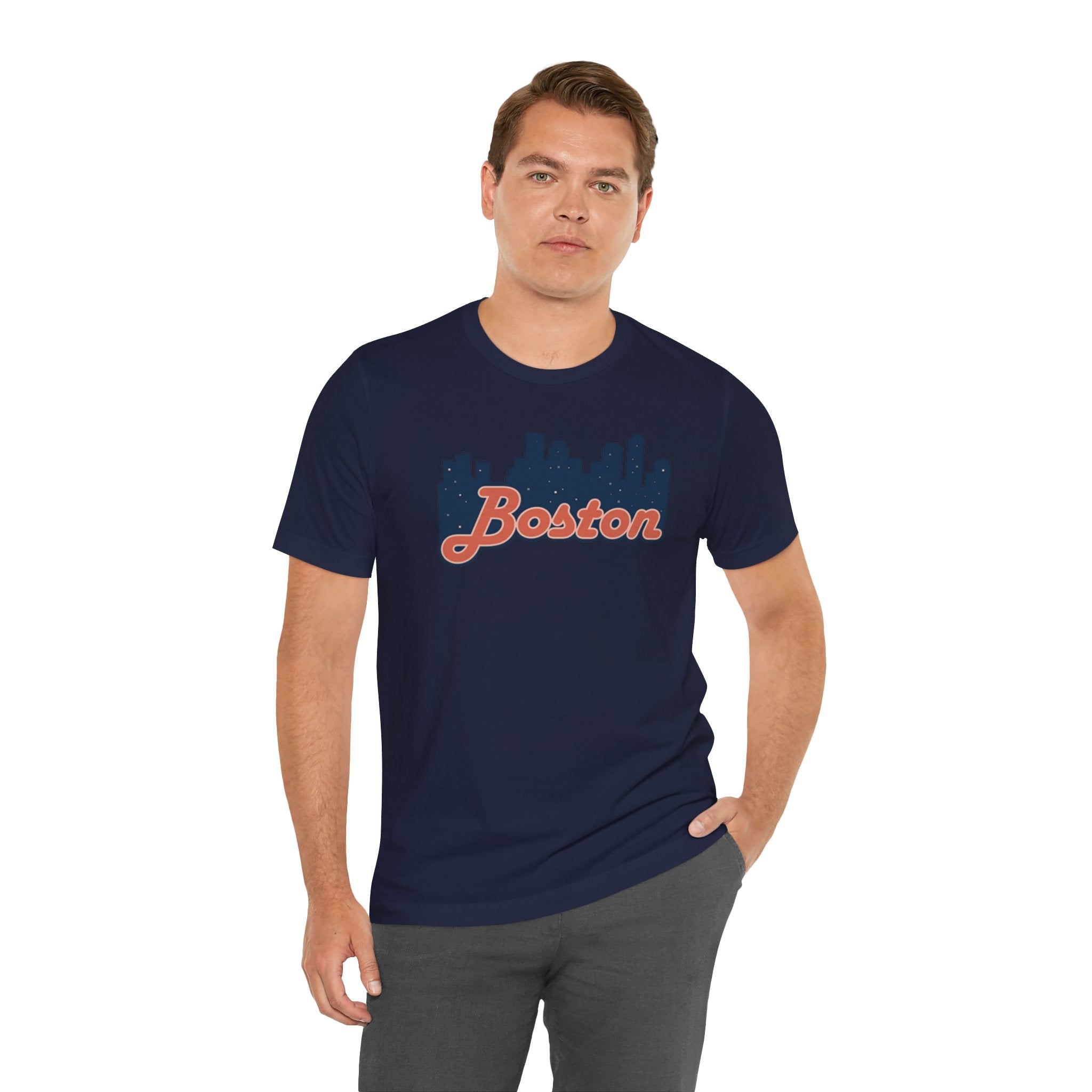 Boston Skyline Tee — Vintage Script City Skyline T-Shirt