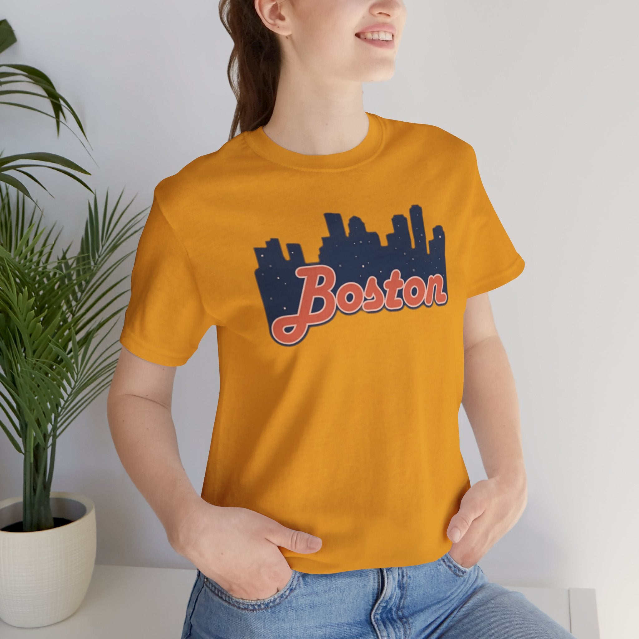 Boston Skyline Tee — Vintage Script City Skyline T-Shirt