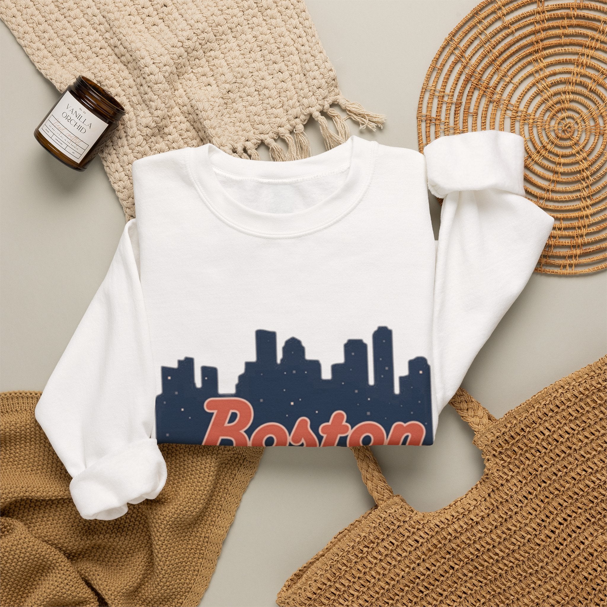Boston Skyline Sweatshirt – Retro Script City Crewneck