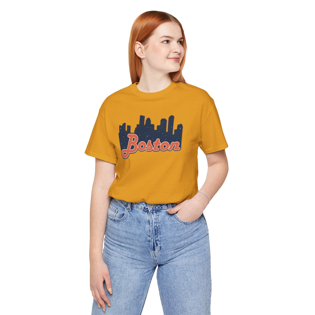 Boston Skyline Tee — Vintage Script City Skyline T-Shirt