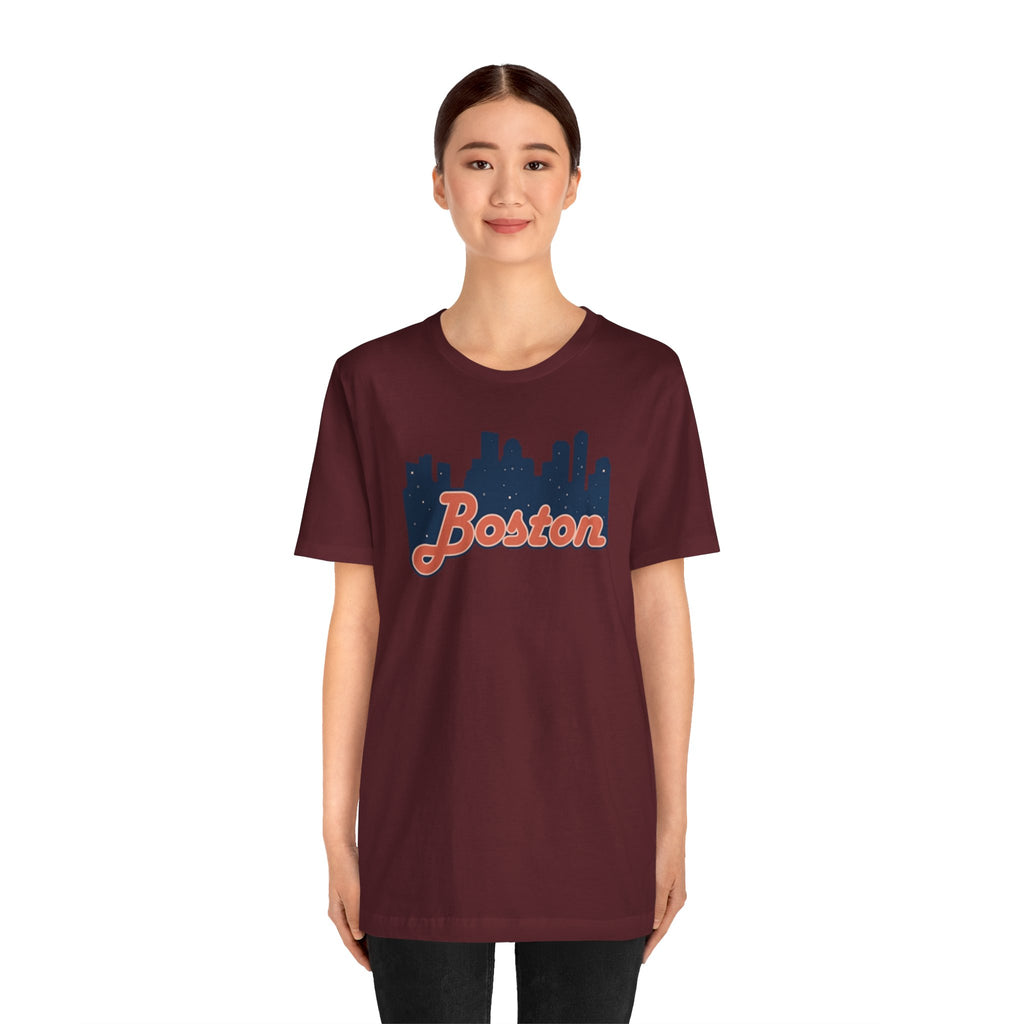 Boston Skyline Tee — Vintage Script City Skyline T-Shirt