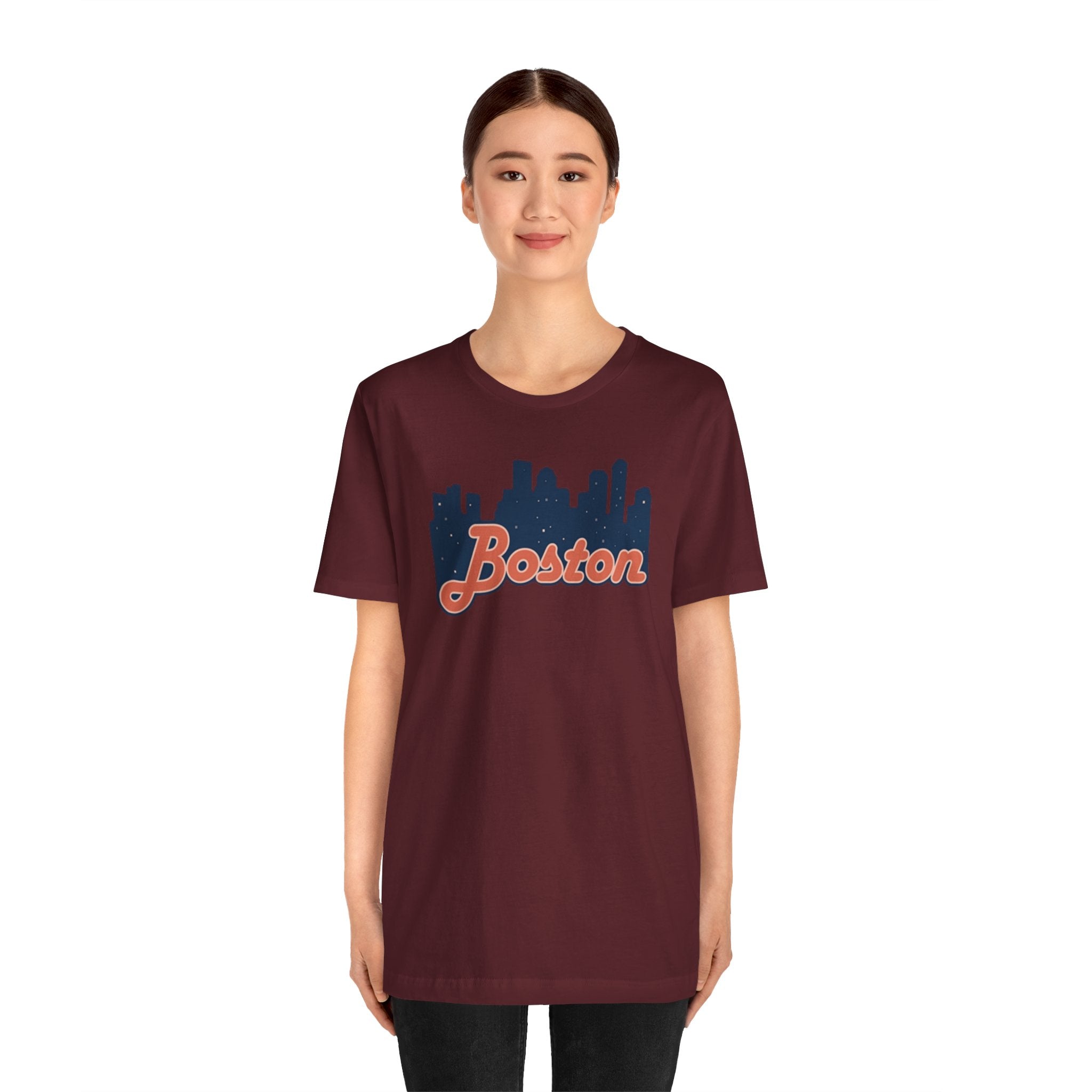 Boston Skyline Tee — Vintage Script City Skyline T-Shirt