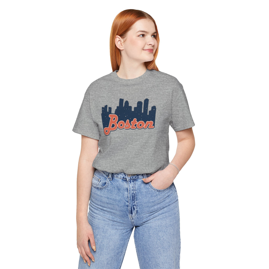 Boston Skyline Tee — Vintage Script City Skyline T-Shirt