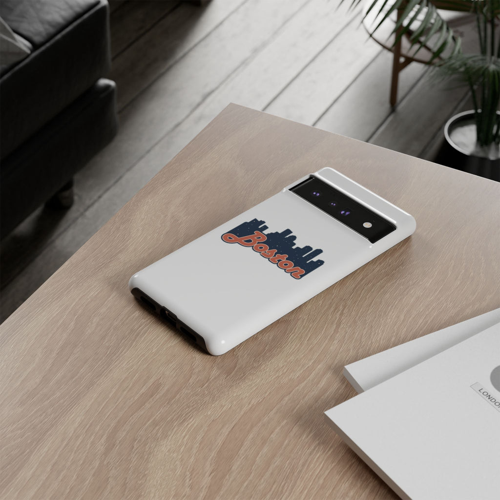 Boston Skyline Tough Phone Case — Vintage Script City Silhouette