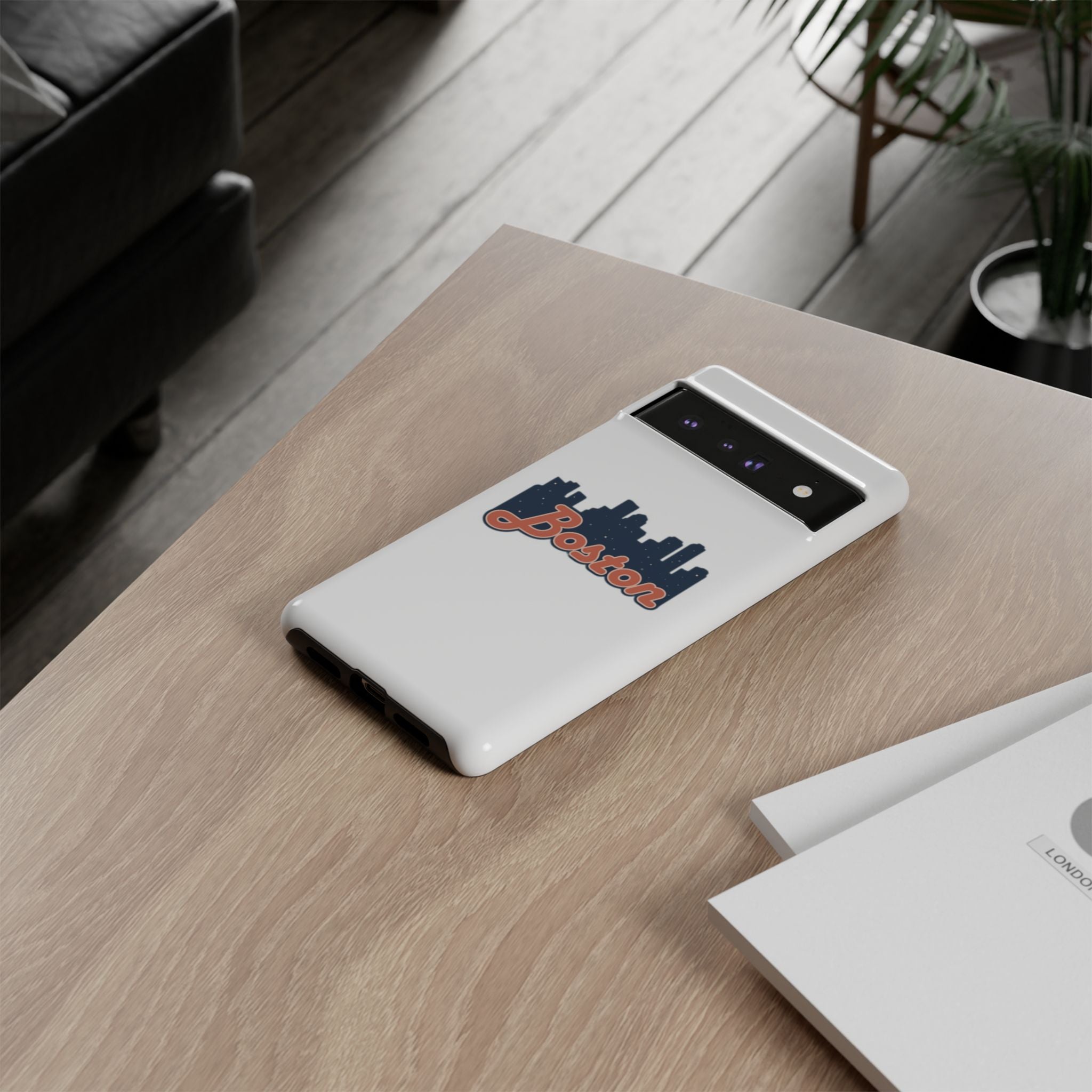Boston Skyline Tough Phone Case — Vintage Script City Silhouette