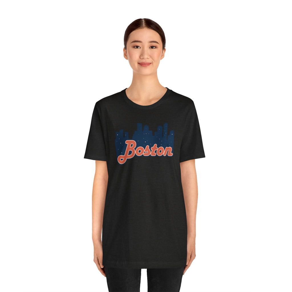 Boston Skyline Tee — Vintage Script City Skyline T-Shirt
