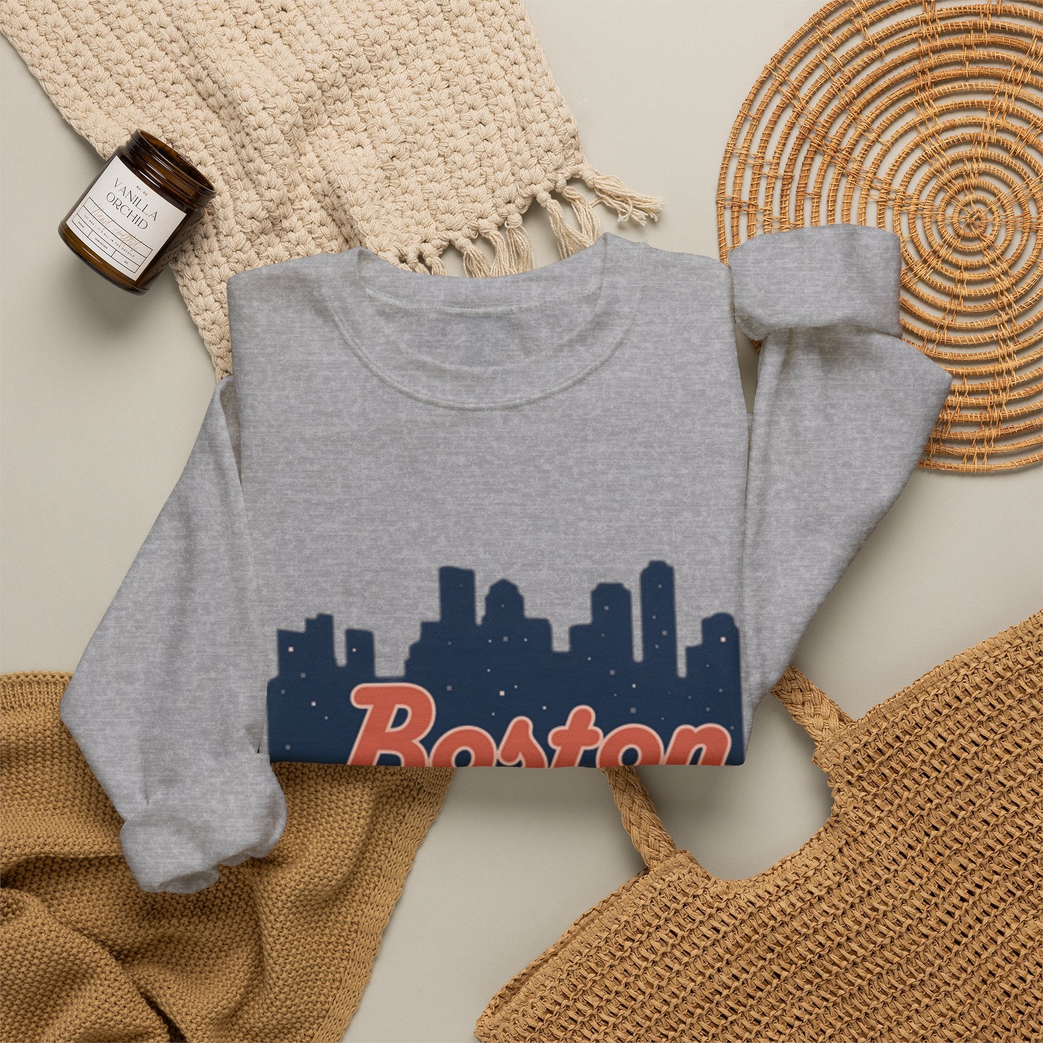 Boston Skyline Sweatshirt – Retro Script City Crewneck
