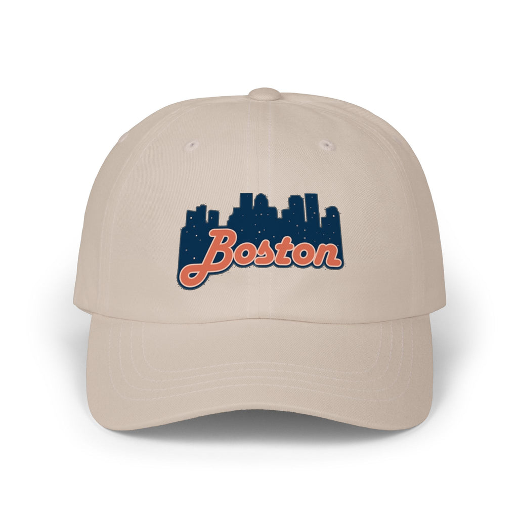 Boston Skyline Dad Cap — Vintage Script Embroidered Baseball Hat