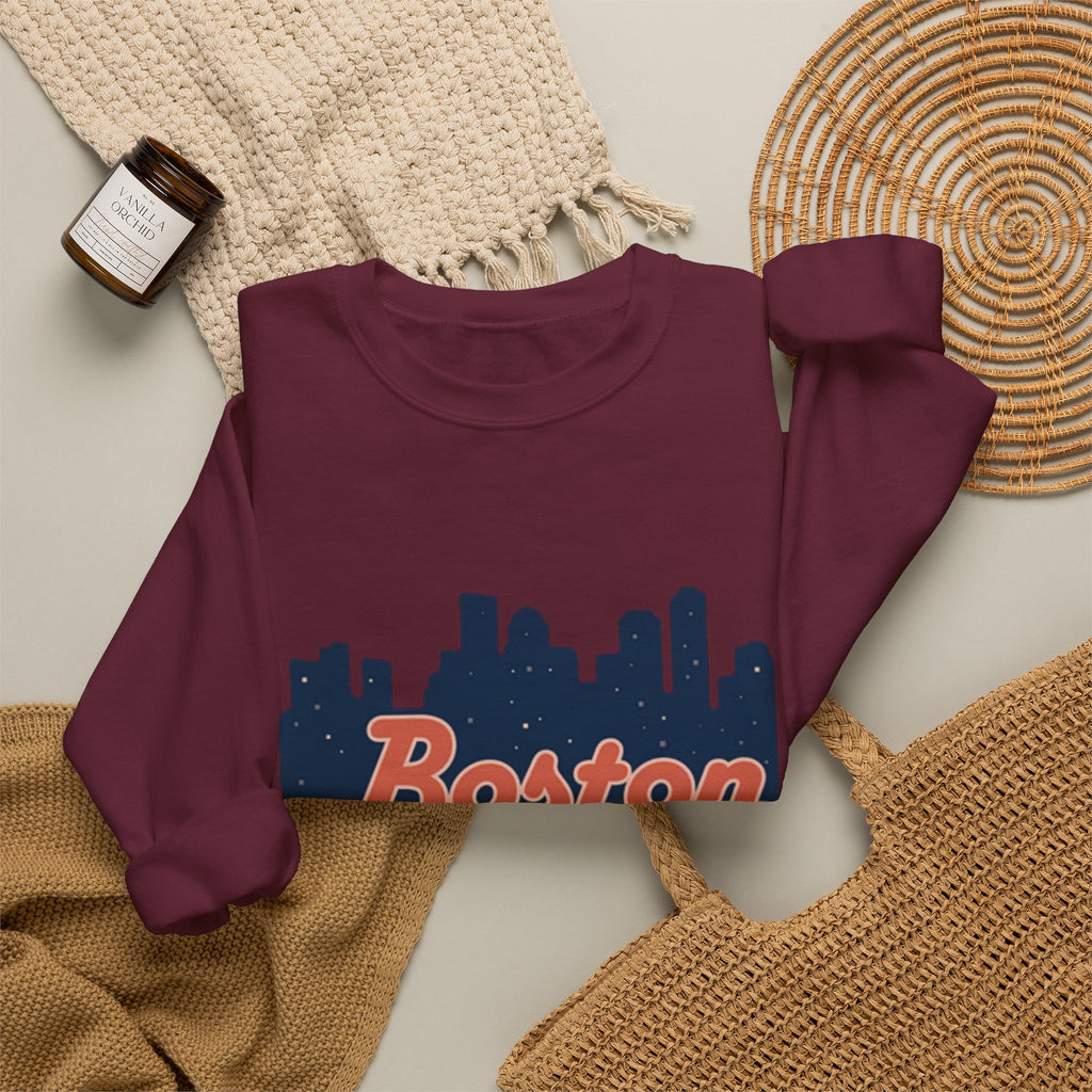 Boston Skyline Sweatshirt – Retro Script City Crewneck
