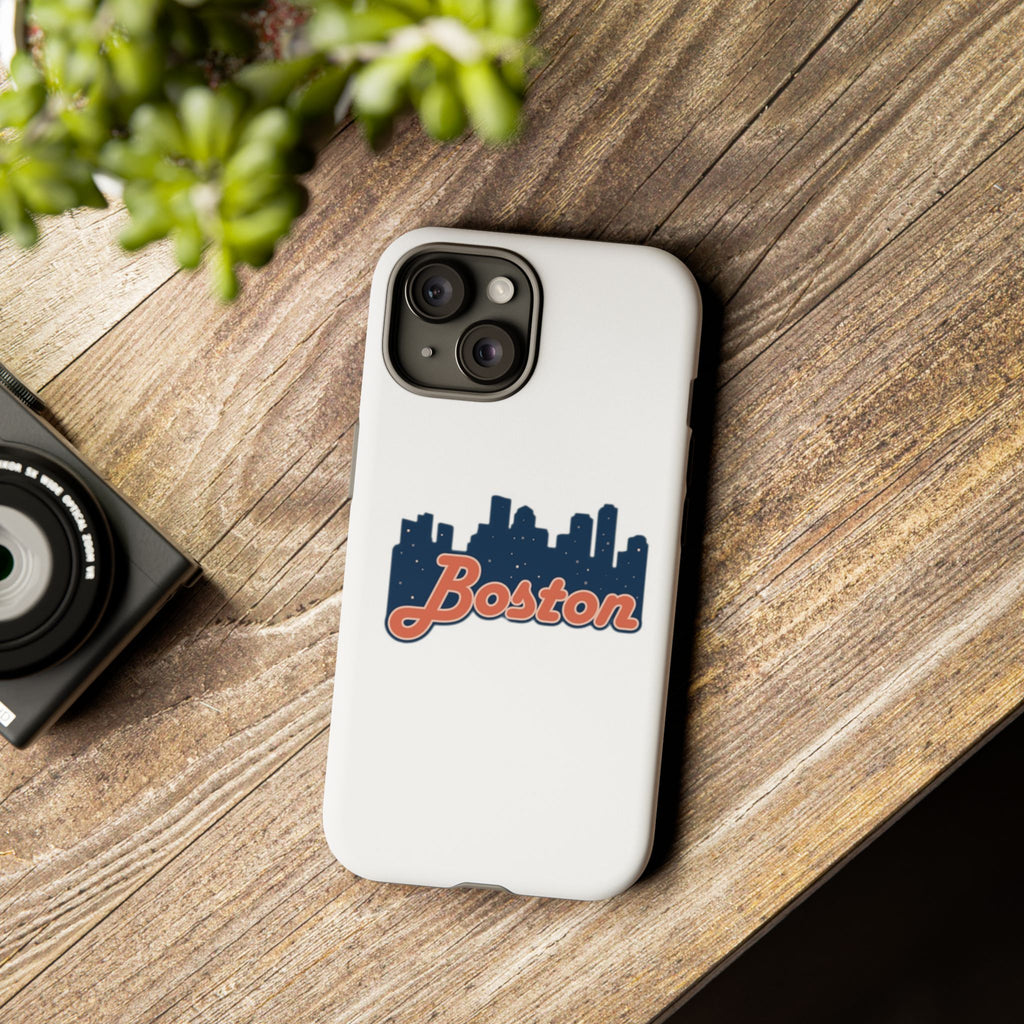 Boston Skyline Tough Phone Case — Vintage Script City Silhouette
