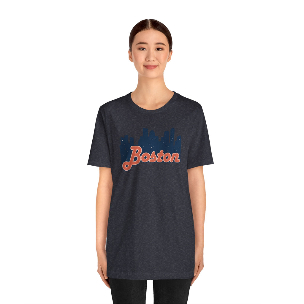 Boston Skyline Tee — Vintage Script City Skyline T-Shirt
