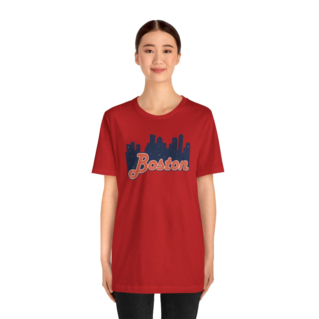Boston Skyline Tee — Vintage Script City Skyline T-Shirt