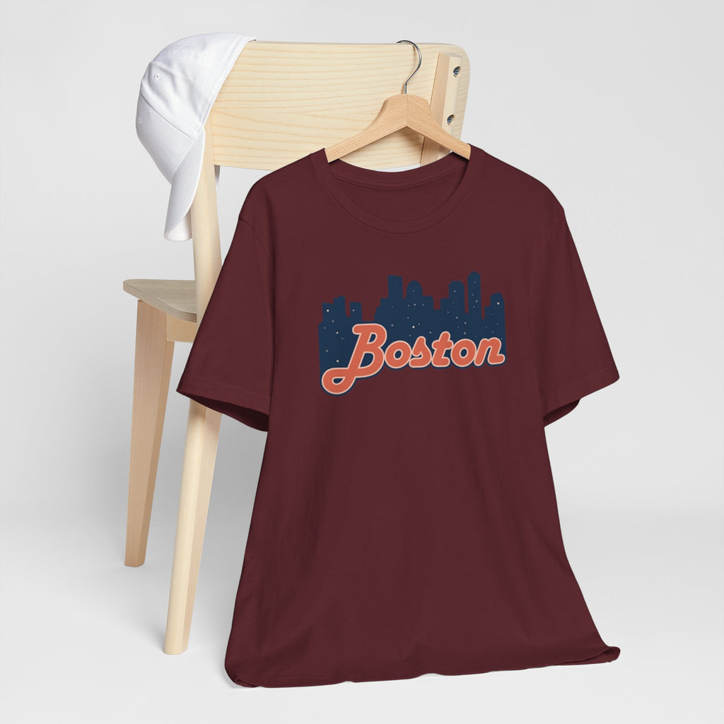 Boston Skyline Tee — Vintage Script City Skyline T-Shirt