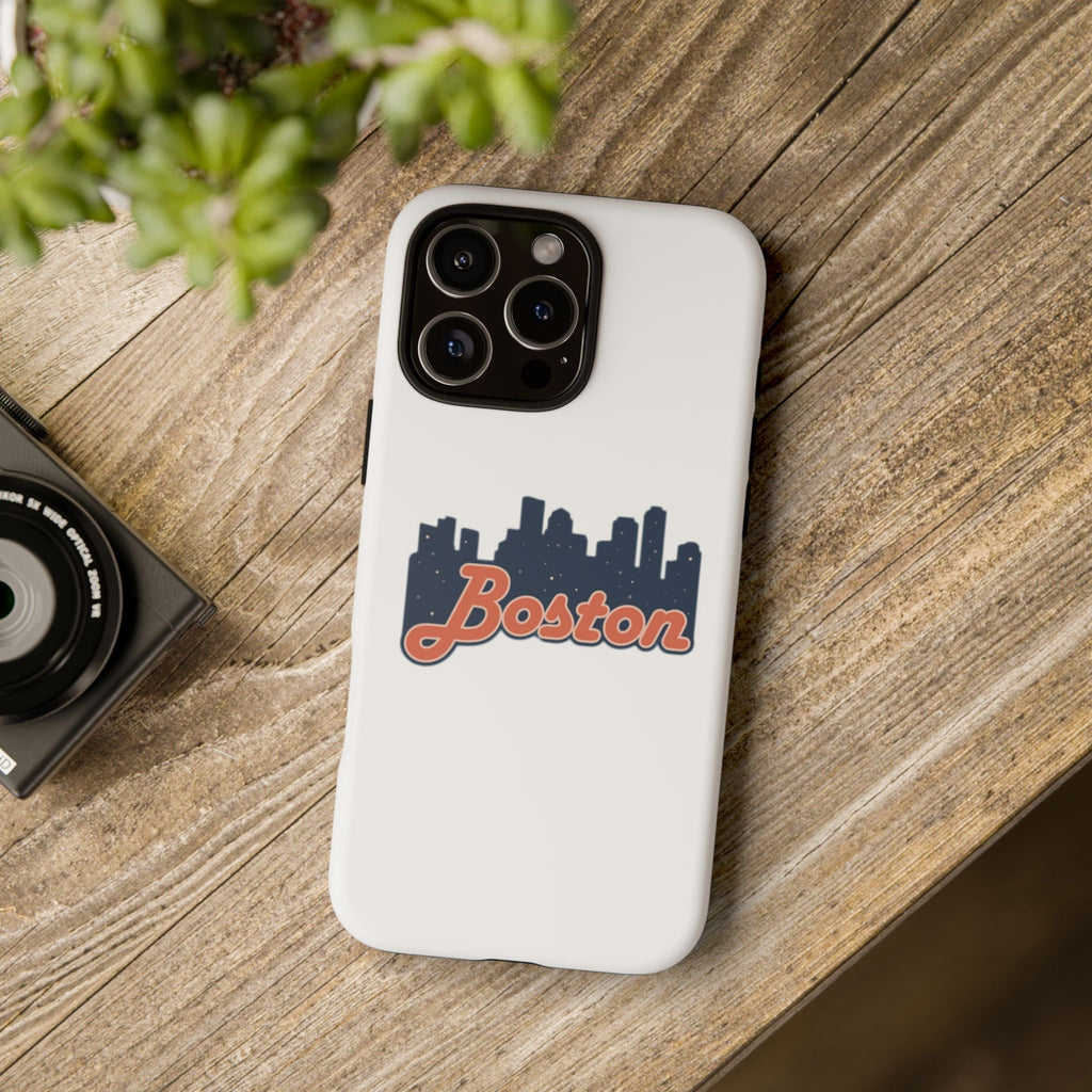 Boston Skyline Tough Phone Case — Vintage Script City Silhouette