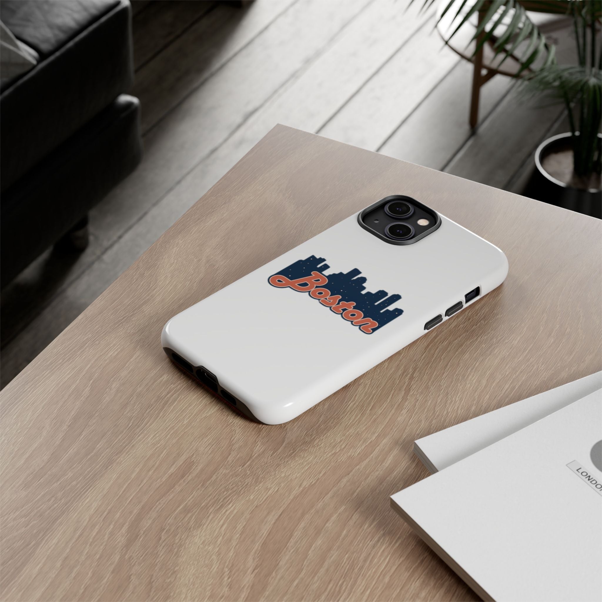 Boston Skyline Tough Phone Case — Vintage Script City Silhouette