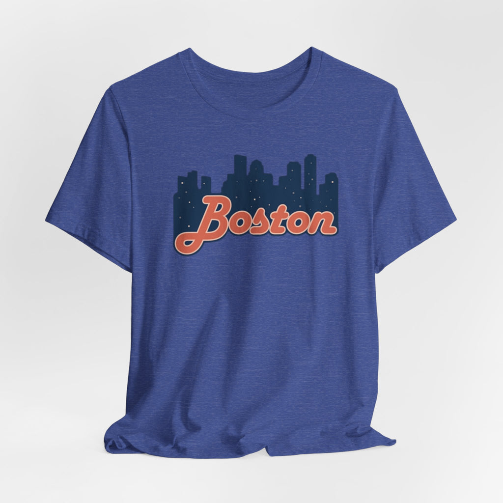 Boston Skyline Tee — Vintage Script City Skyline T-Shirt