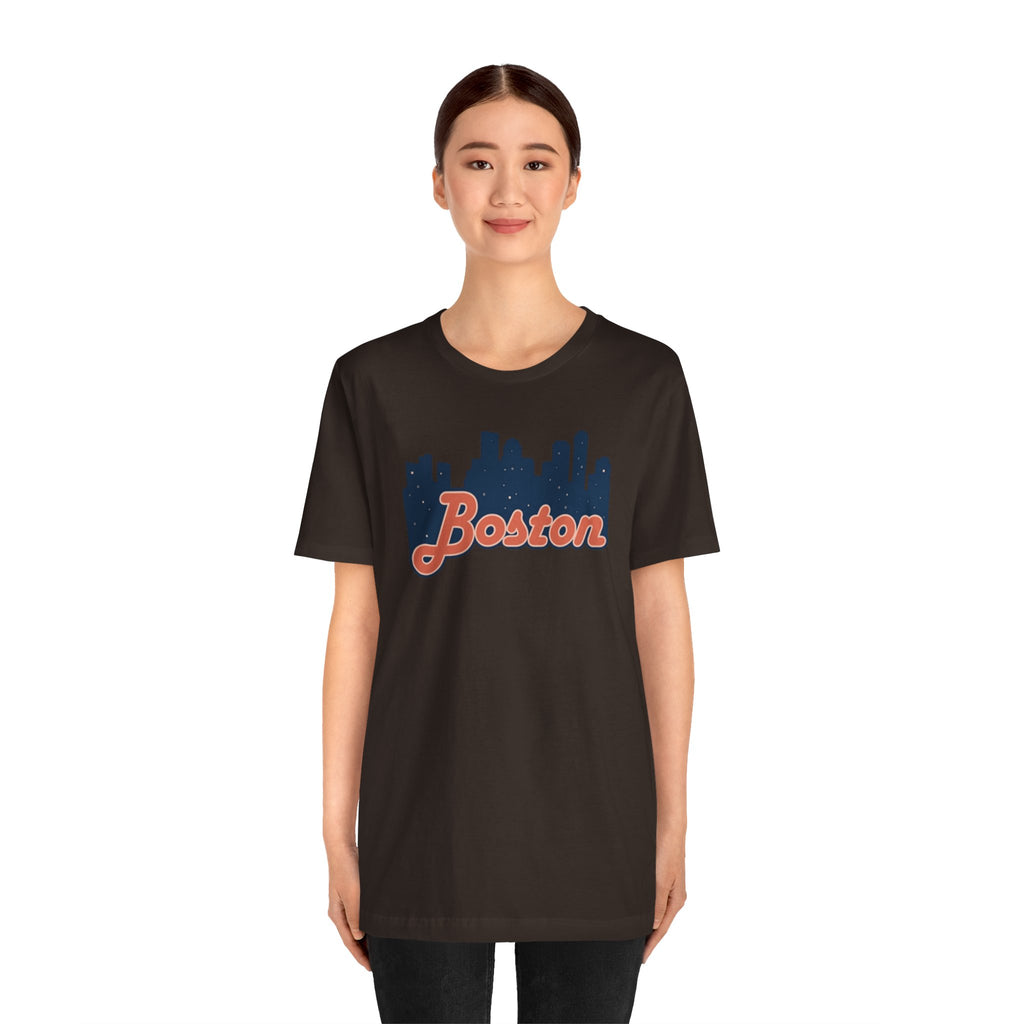 Boston Skyline Tee — Vintage Script City Skyline T-Shirt