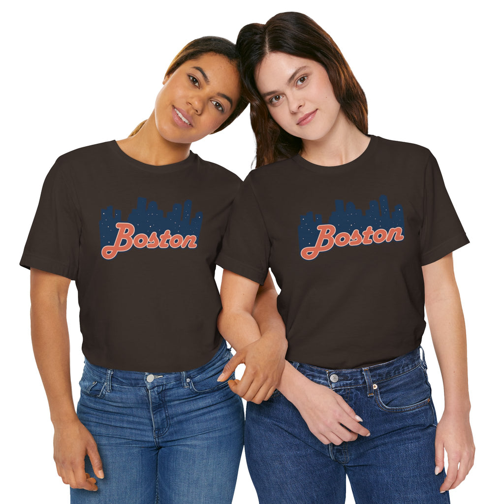 Boston Skyline Tee — Vintage Script City Skyline T-Shirt