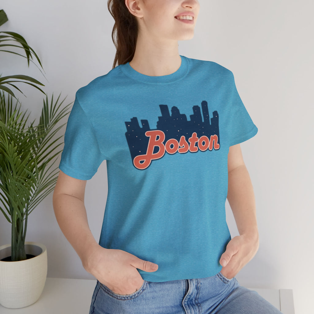 Boston Skyline Tee — Vintage Script City Skyline T-Shirt