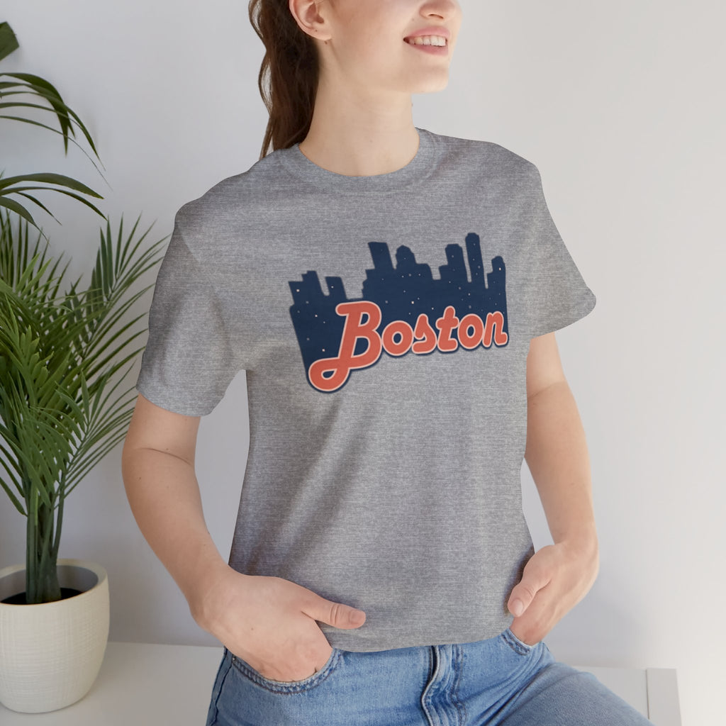 Boston Skyline Tee — Vintage Script City Skyline T-Shirt