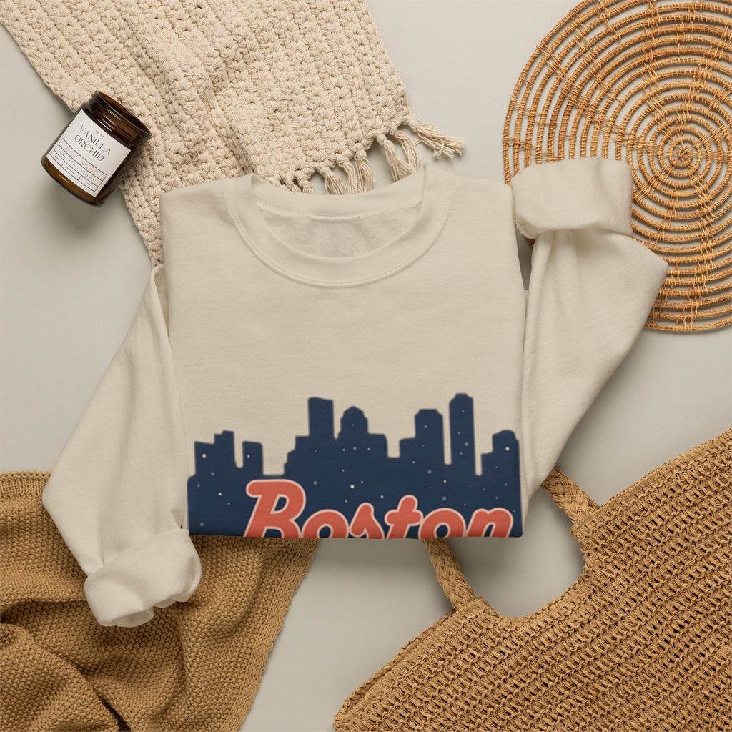 Boston Skyline Sweatshirt – Retro Script City Crewneck