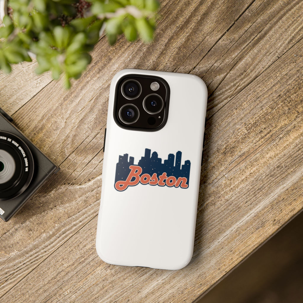 Boston Skyline Tough Phone Case — Vintage Script City Silhouette