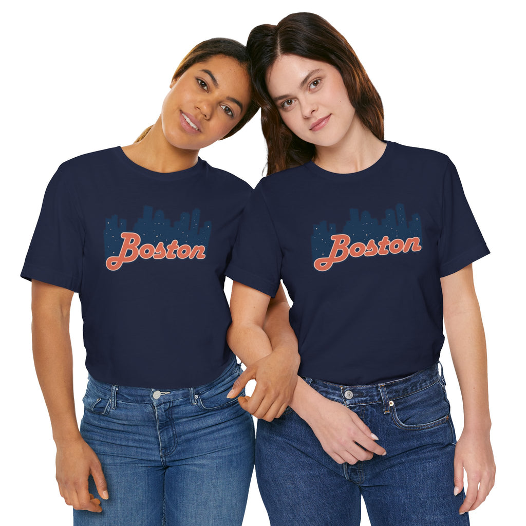 Boston Skyline Tee — Vintage Script City Skyline T-Shirt