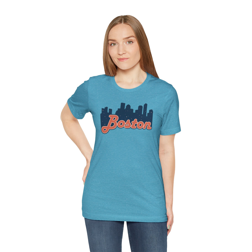 Boston Skyline Tee — Vintage Script City Skyline T-Shirt