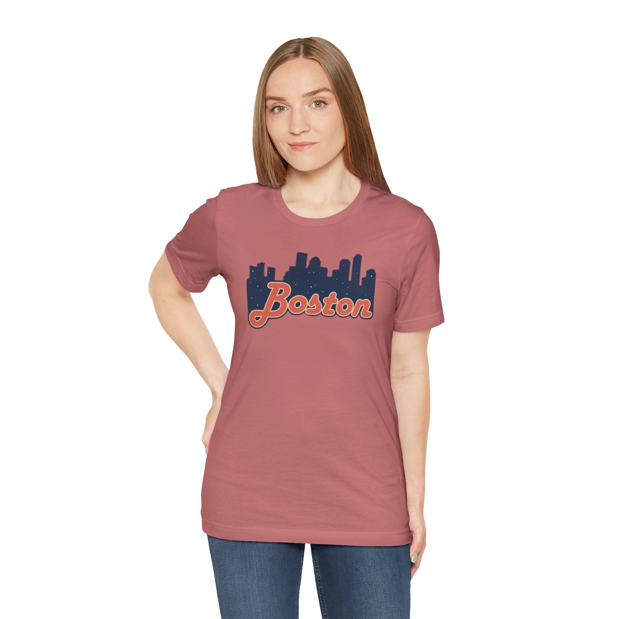 Boston Skyline Tee — Vintage Script City Skyline T-Shirt