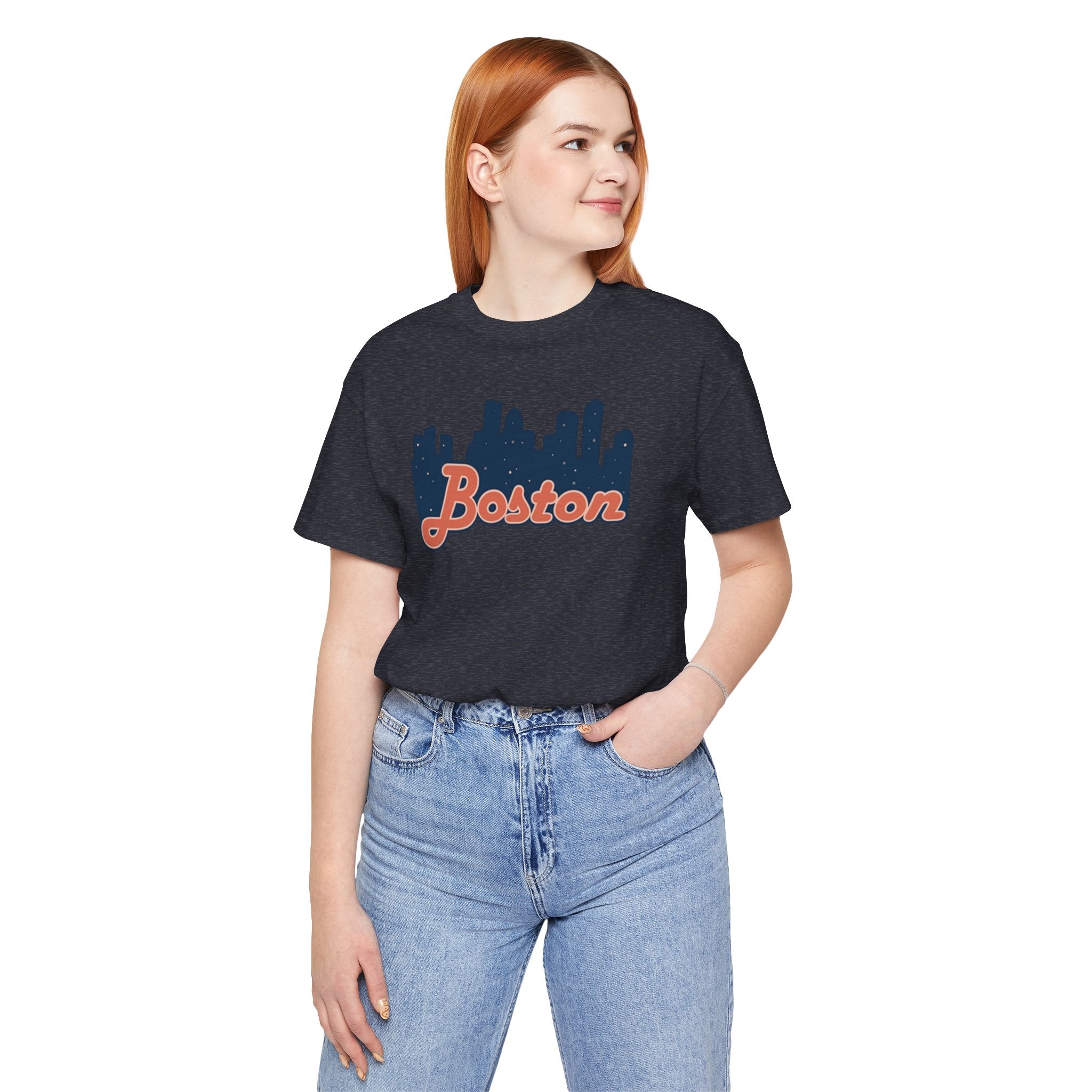 Boston Skyline Tee — Vintage Script City Skyline T-Shirt