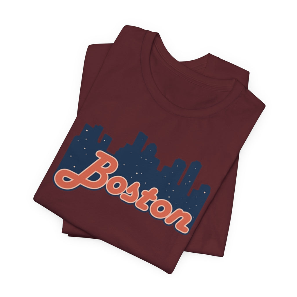 Boston Skyline Tee — Vintage Script City Skyline T-Shirt