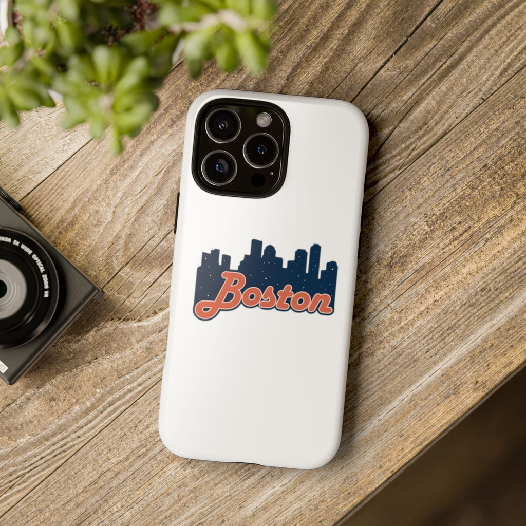 Boston Skyline Tough Phone Case — Vintage Script City Silhouette