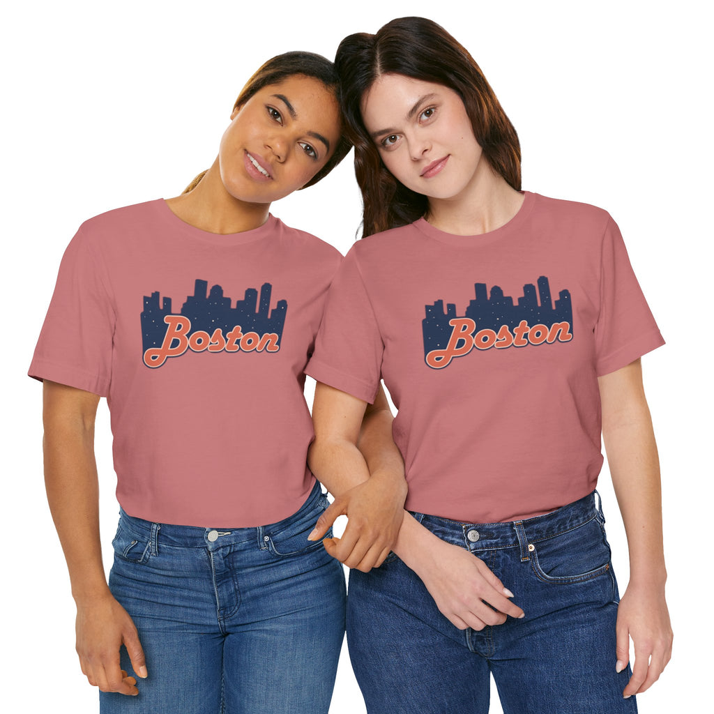 Boston Skyline Tee — Vintage Script City Skyline T-Shirt