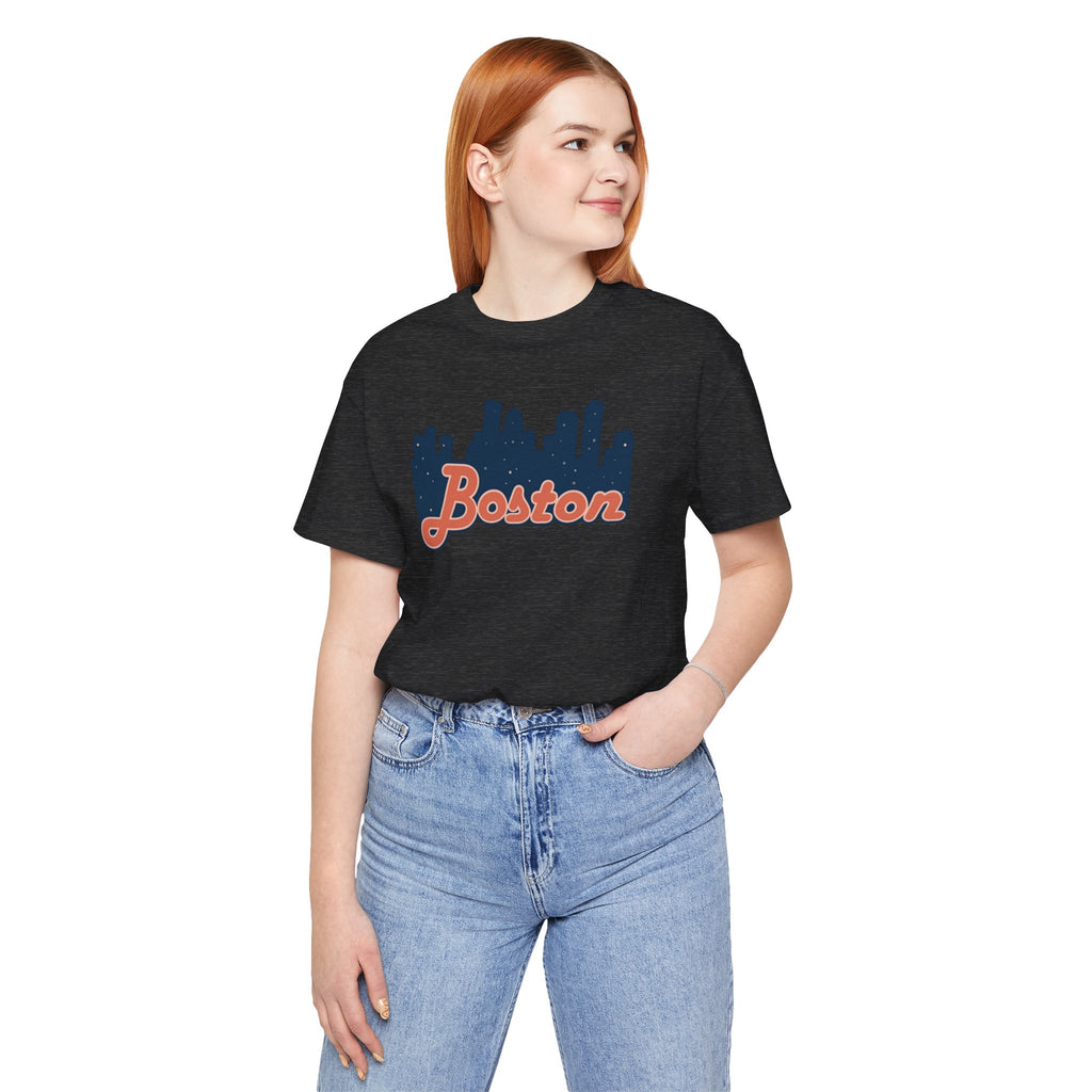 Boston Skyline Tee — Vintage Script City Skyline T-Shirt
