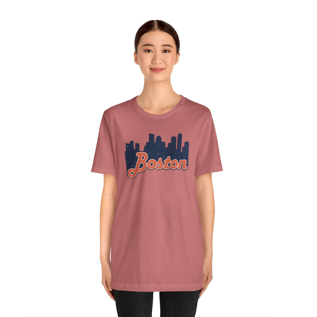 Boston Skyline Tee — Vintage Script City Skyline T-Shirt