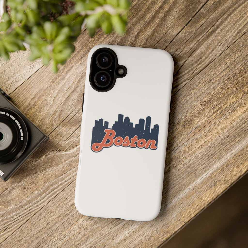 Boston Skyline Tough Phone Case — Vintage Script City Silhouette