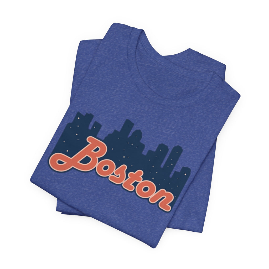 Boston Skyline Tee — Vintage Script City Skyline T-Shirt