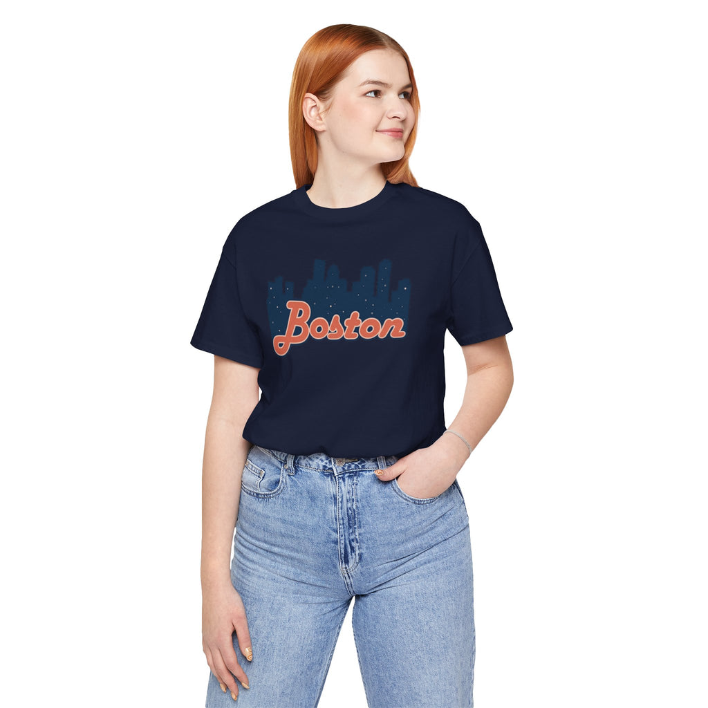 Boston Skyline Tee — Vintage Script City Skyline T-Shirt