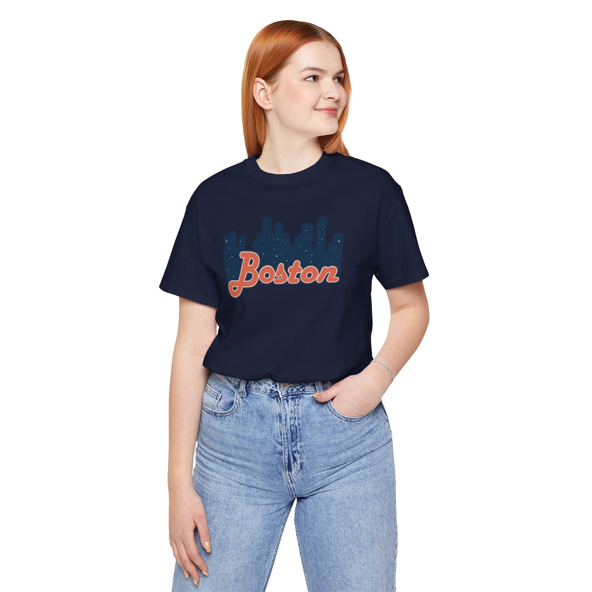 Boston Skyline Tee — Vintage Script City Skyline T-Shirt
