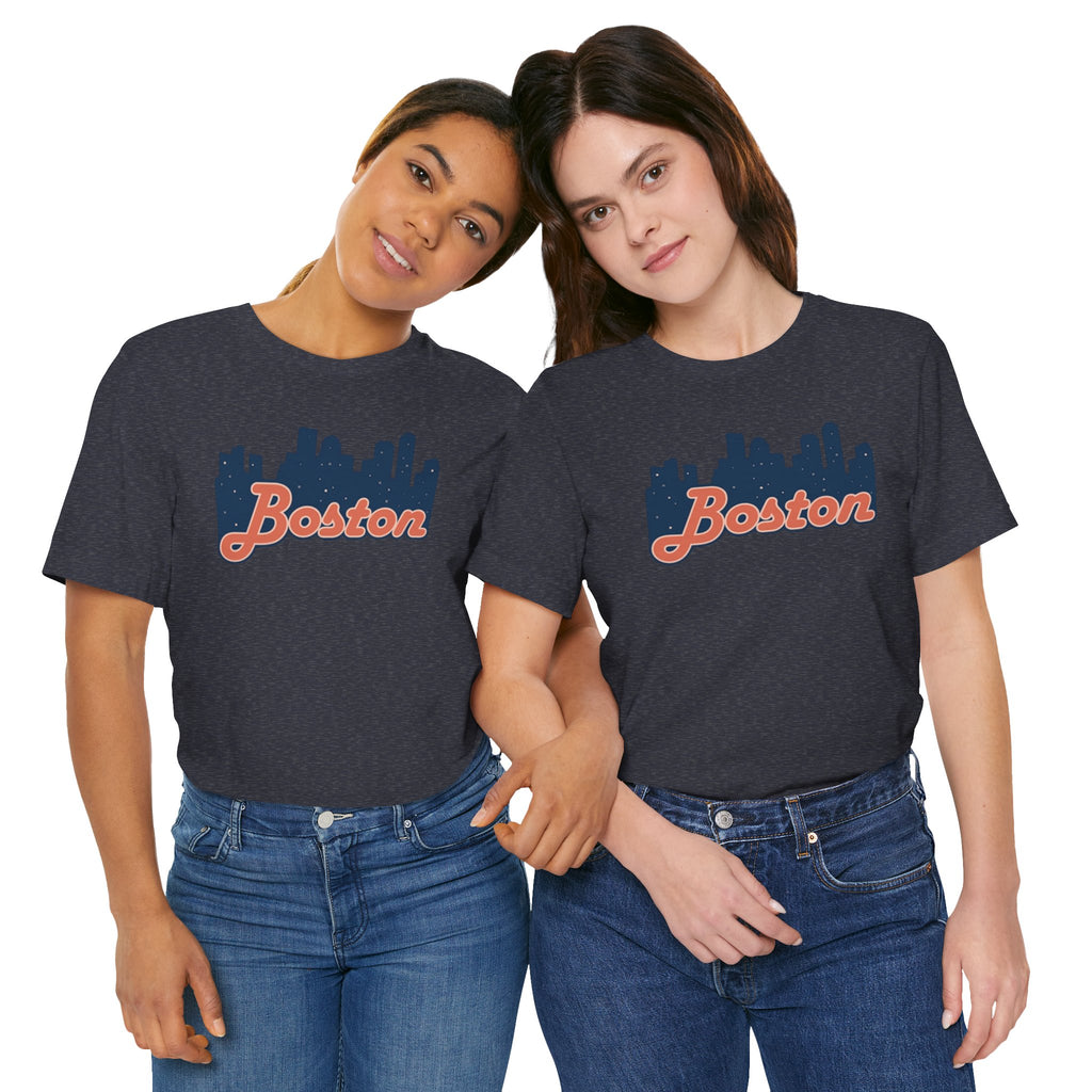 Boston Skyline Tee — Vintage Script City Skyline T-Shirt