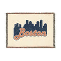 Boston Skyline Woven Blanket — Retro Script City Throw