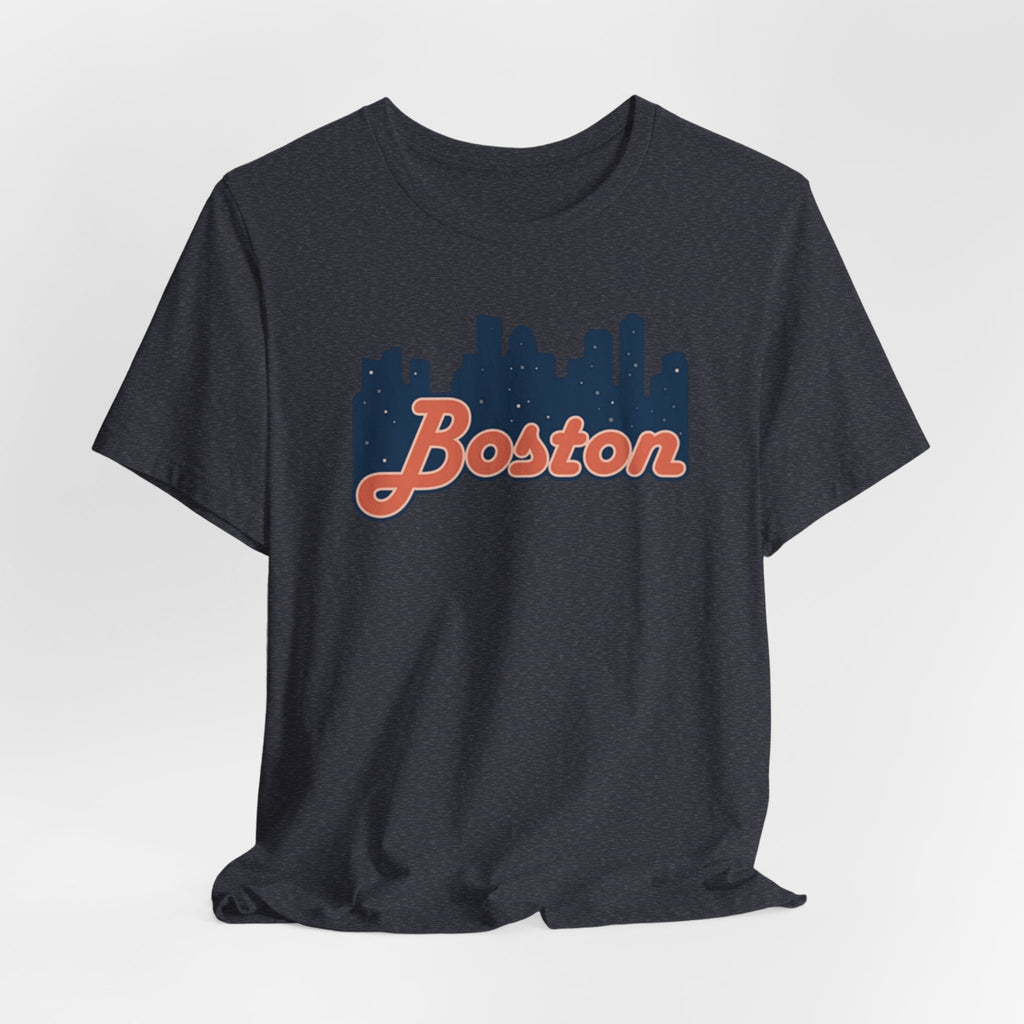 Boston Skyline Tee — Vintage Script City Skyline T-Shirt